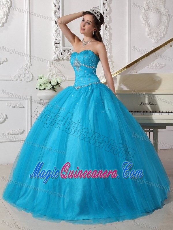 Customer Made Teal Ball Gown Beaded Sweet 15 Dresses 2013