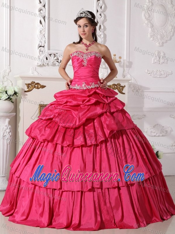 Appliqued Pick Ups Hot Pink Sweet 15/16 Birthday Dress 2014