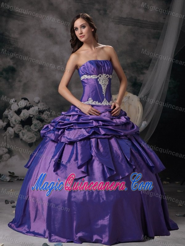 Taffeta Strapless Purple Pick Ups Sweet 15 Dress in Jacaltenango
