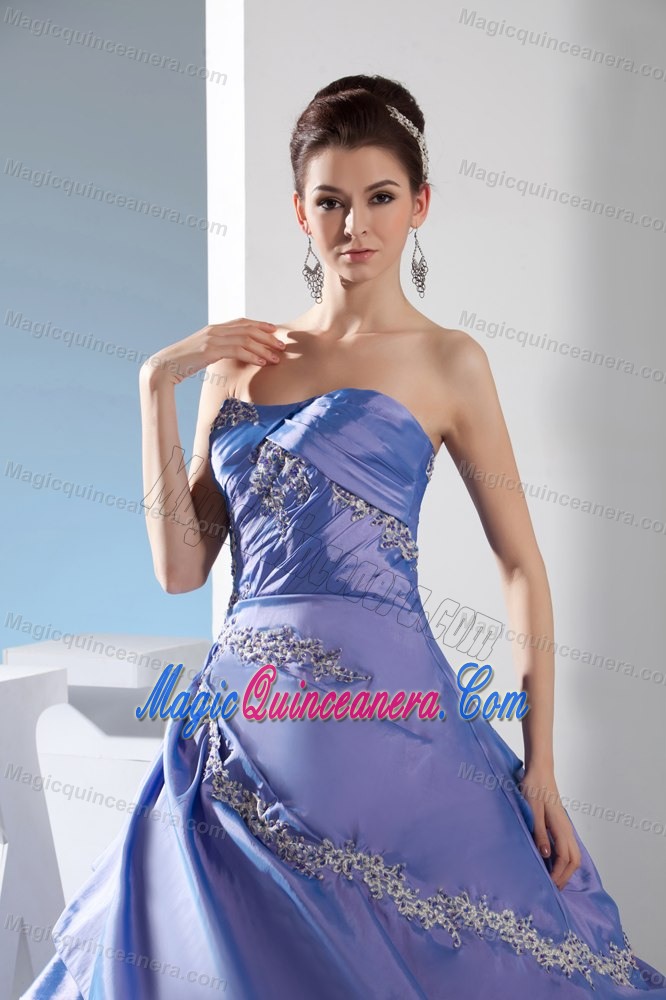 Appliqued Ruffled Purple Sweet Sixteen Dresses in Barberena