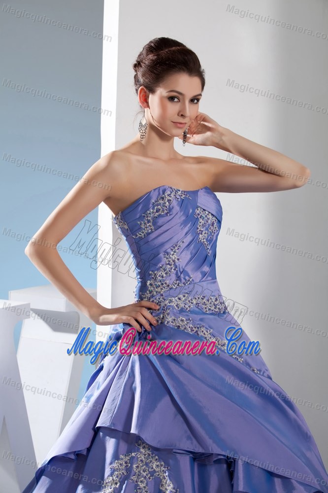 Appliqued Ruffled Purple Sweet Sixteen Dresses in Barberena