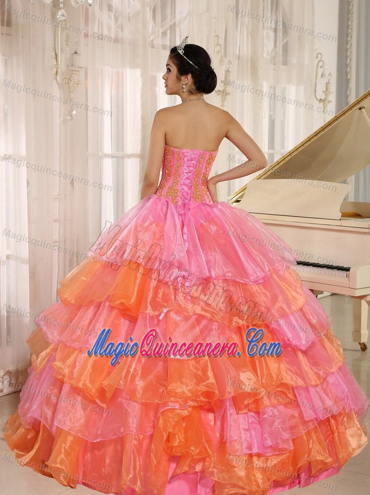 Best Colorful Appliqued Sweet 15 Dresses with Ruffled Layers