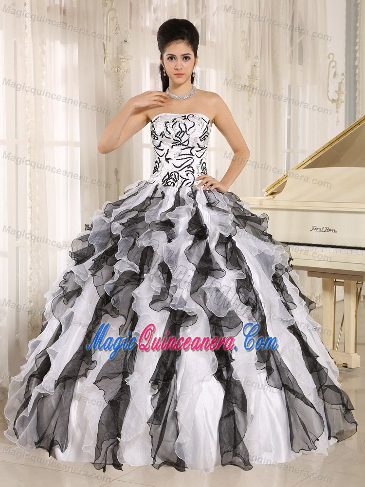 Two-toned Ruffled Embroidery Quinceanera Gown Dress on Sale