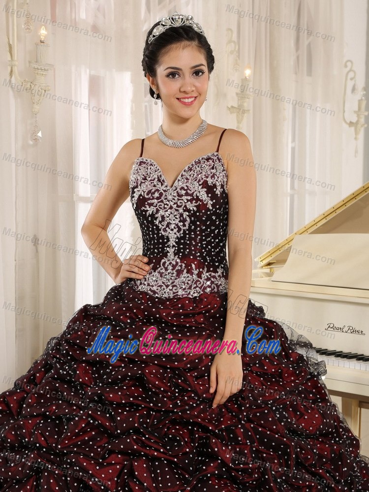 Special Fabric Spaghetti Straps Appliqued Quinceanera Dresses