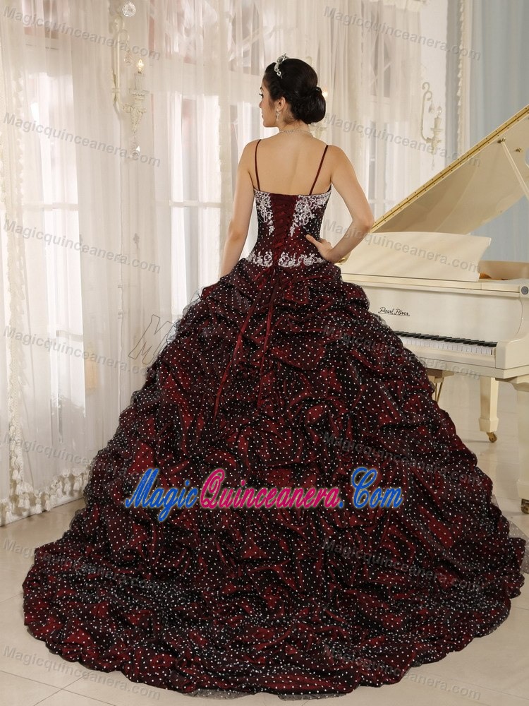 Special Fabric Spaghetti Straps Appliqued Quinceanera Dresses