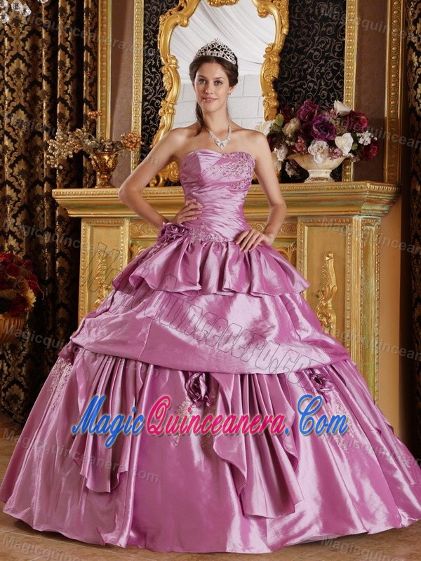 Lavender Flowers Appliqued Quinceanera Gown Dress in Zacapa