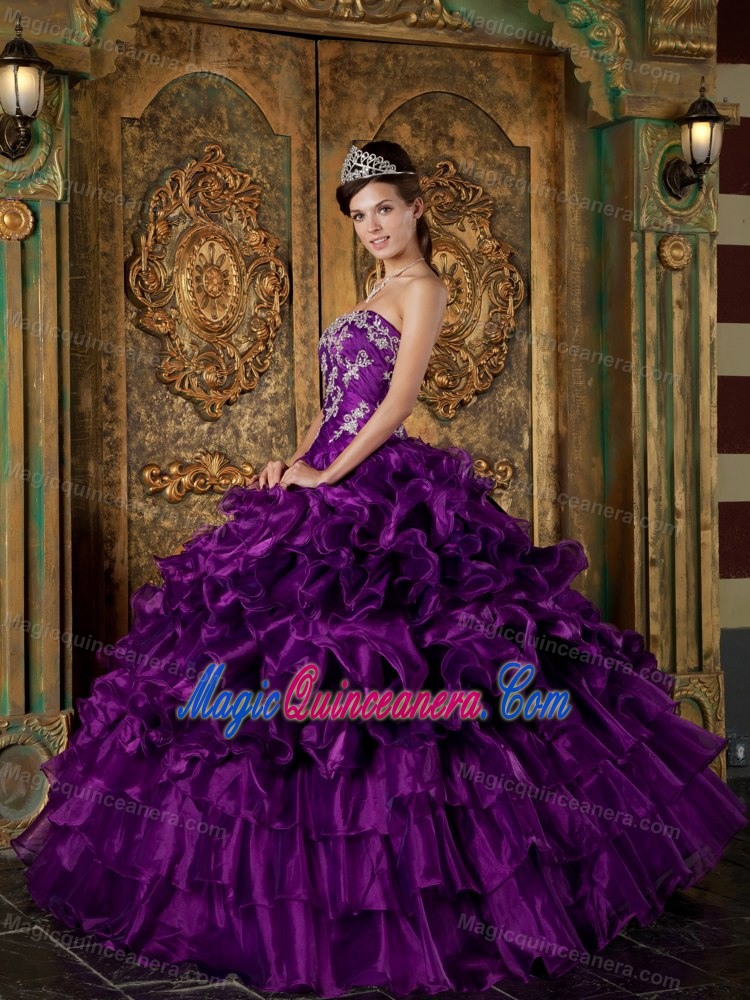 Purple Appliqued Pick Ups Dresses for Sweet 16 in Mazatenango
