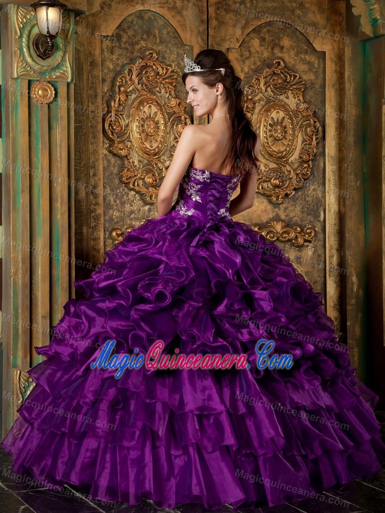 Purple Appliqued Pick Ups Dresses for Sweet 16 in Mazatenango