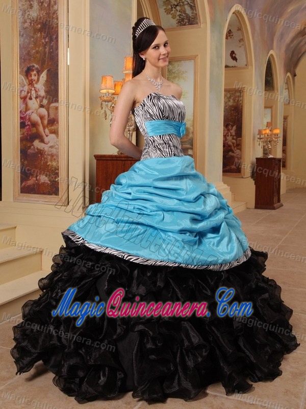 Classic Multi-color Zebra Print Pick Ups Quinceanera Gown Dress