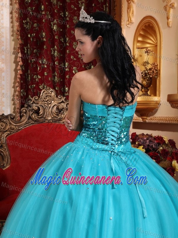 Tulle Sequins Appliqued Green Dress for Quince in Mazatenango