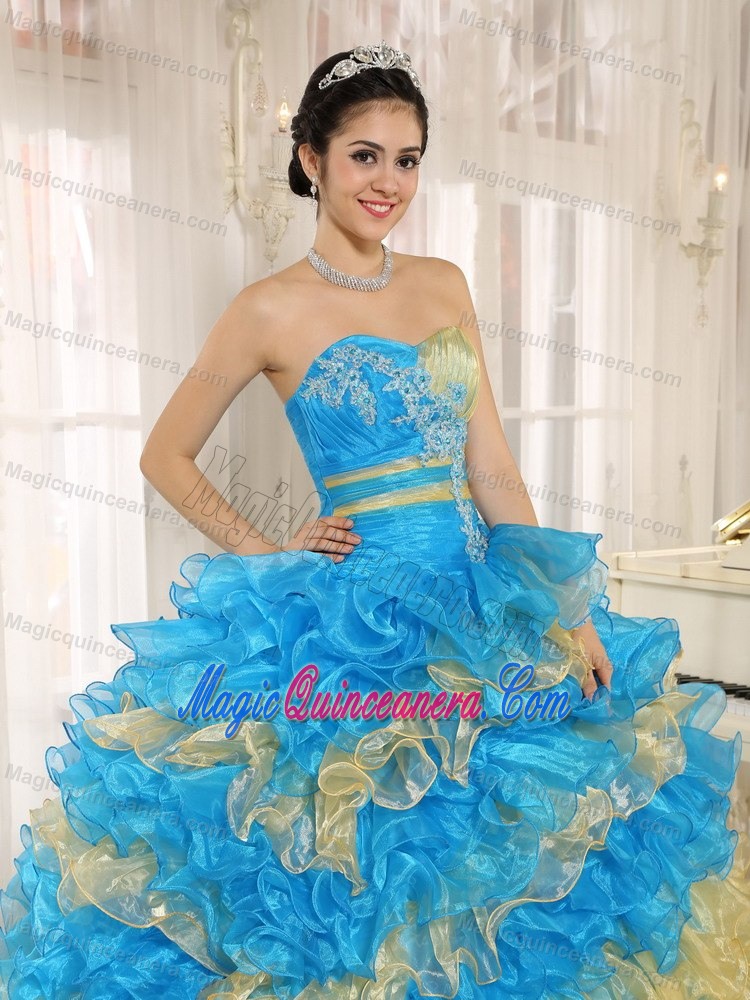 Multi-color Ruffled Layers Sweet 15 Dresses in Chimaltenango