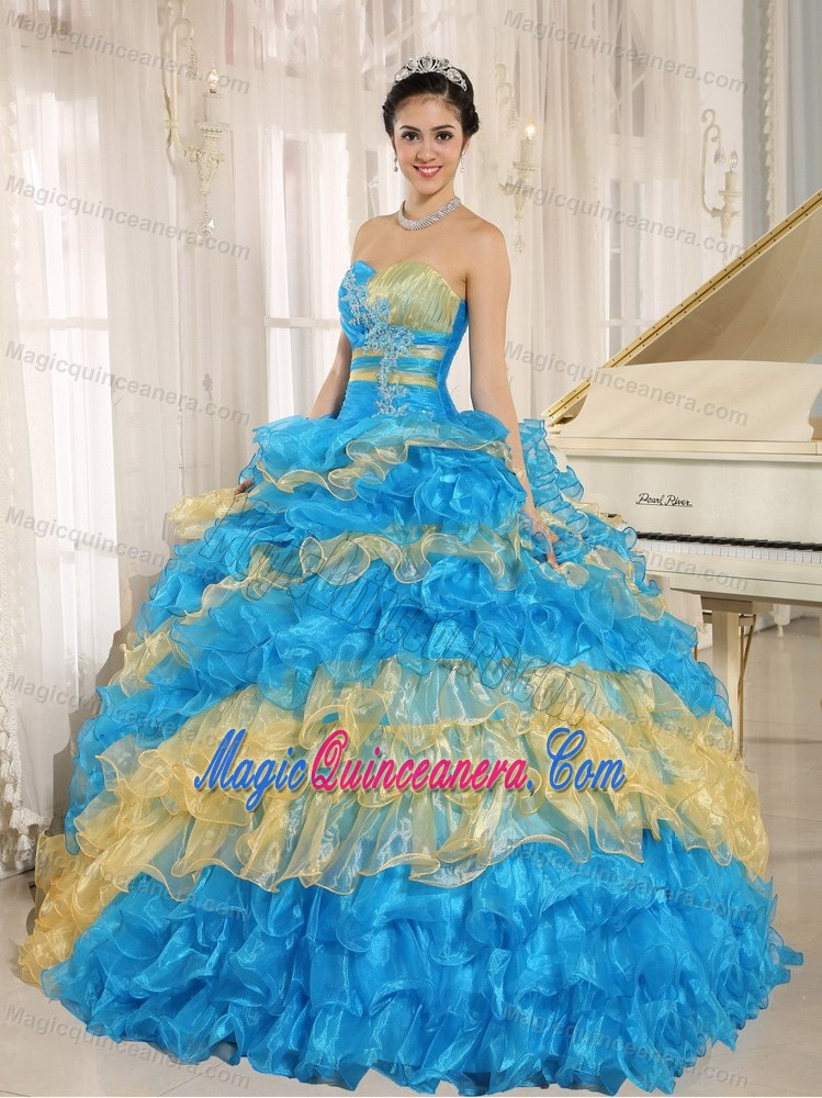 Multi-color Ruffled Layers Sweet 15 Dresses in Chimaltenango