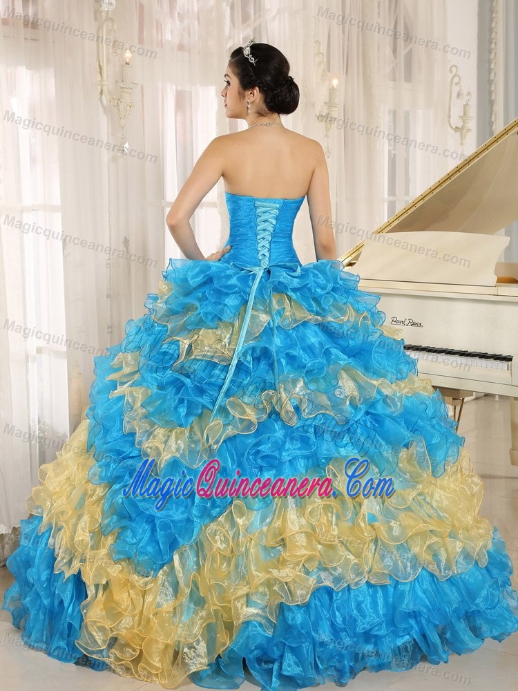 Multi-color Ruffled Layers Sweet 15 Dresses in Chimaltenango