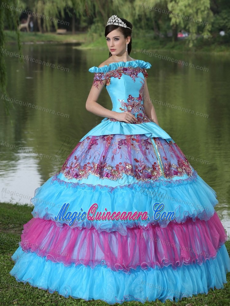 Traditional Off-the-shoulder Multi-color Dresses for Sweet 16