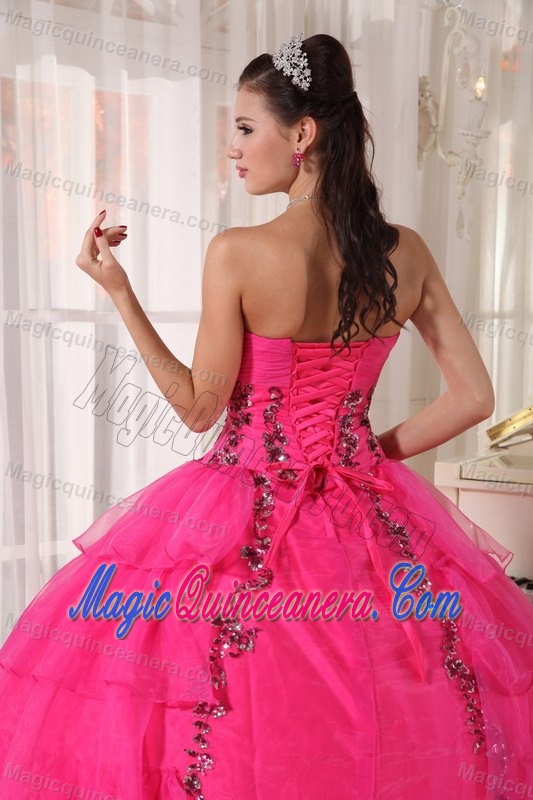 2012 Popular Hot Pink Sweetheart Ball Gown Quinceanera Dress