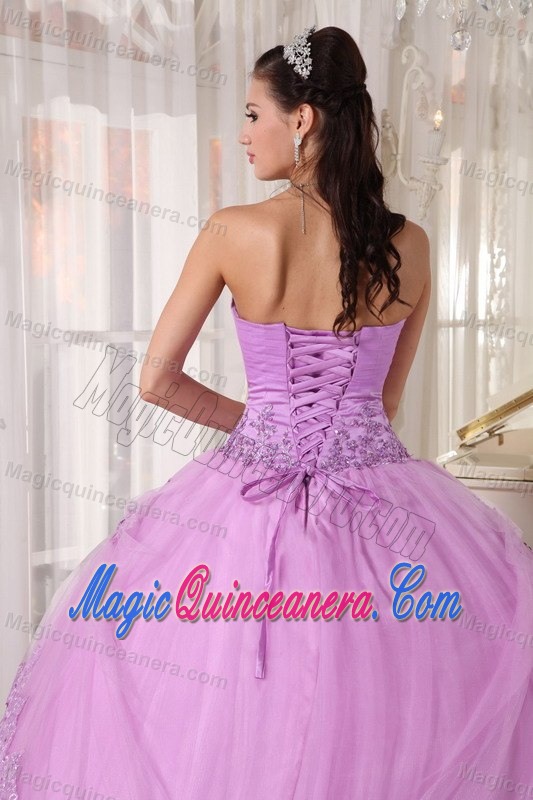 Pretty Sweetheart Lace Hem Lavender Quinceanera Party Dresses