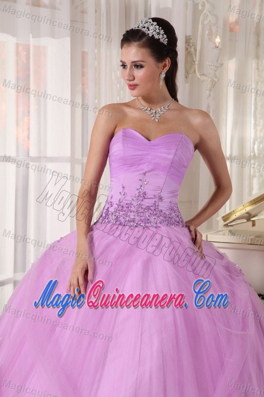 Pretty Sweetheart Lace Hem Lavender Quinceanera Party Dresses
