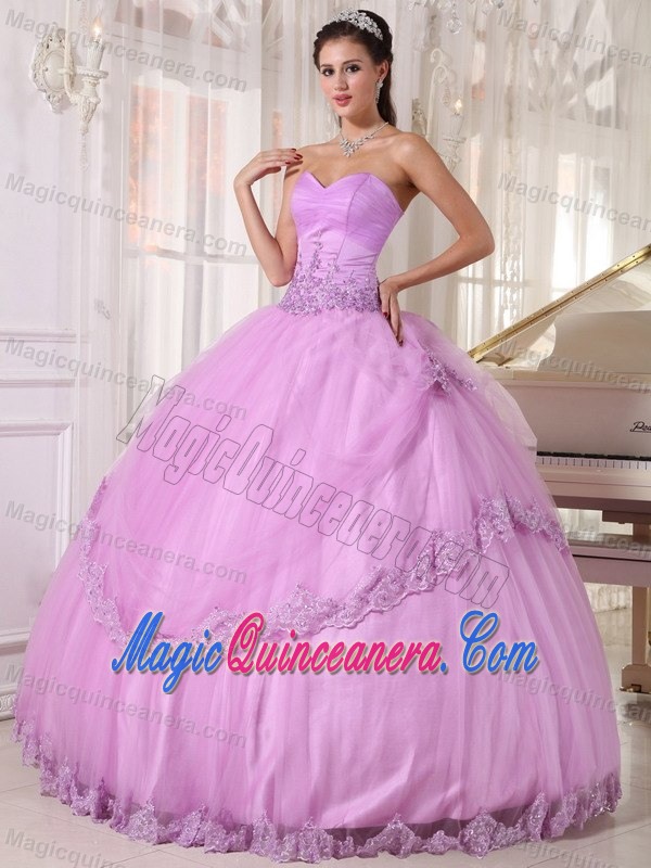 Pretty Sweetheart Lace Hem Lavender Quinceanera Party Dresses