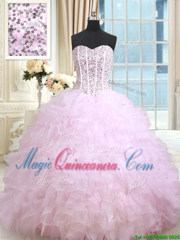 triumph Lilac Sweetheart Neckline Beading and Ruffles and Ruffled Layers 15 Quinceanera Dress Sleeveless Lace Up