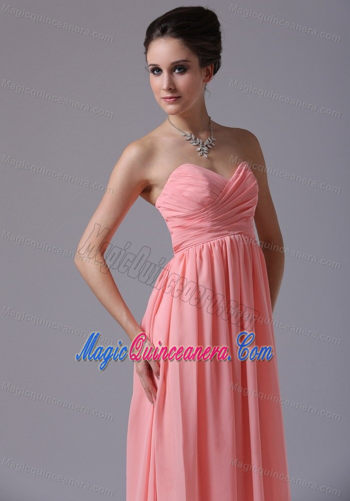 Watermelon Sweetheart Floor-length Chiffon Dama Dresses 2014