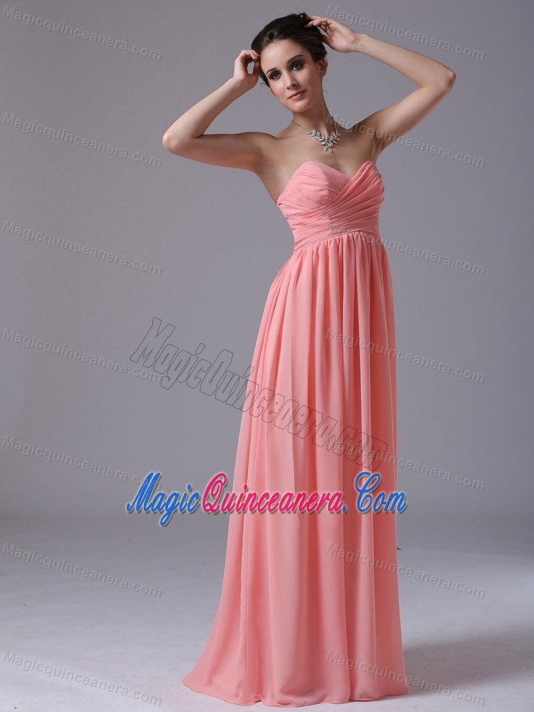 Watermelon Sweetheart Floor-length Chiffon Dama Dresses 2014