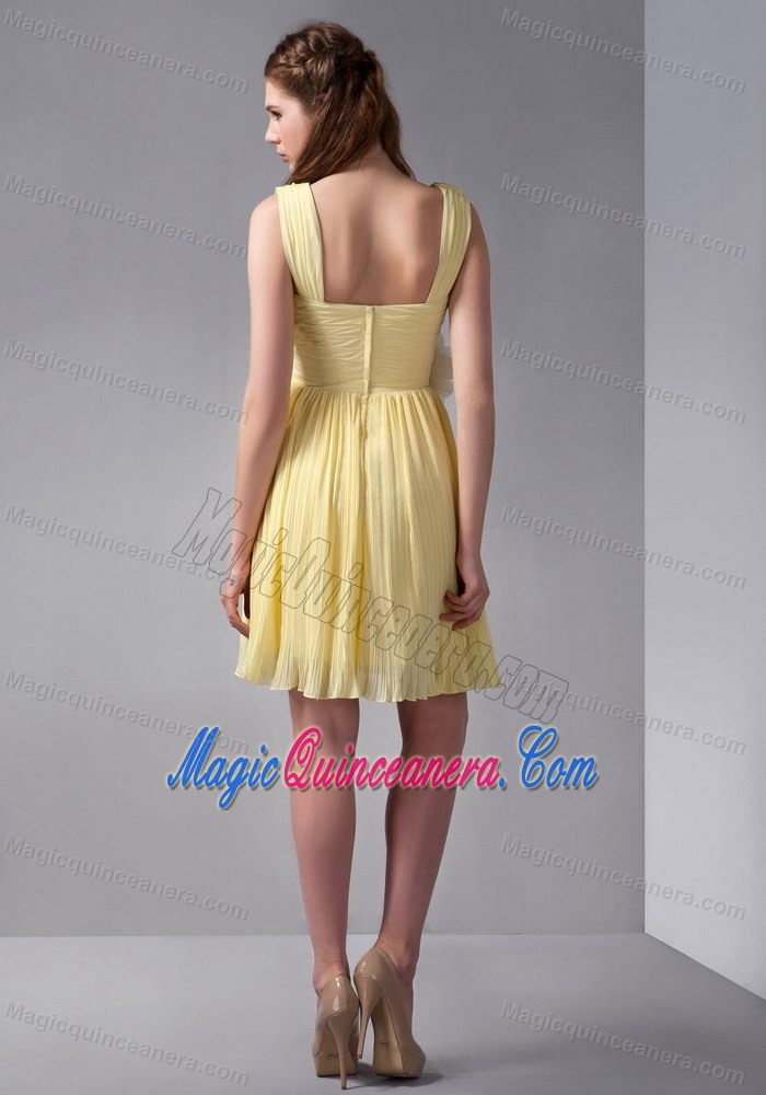 Yellow Straps Empire Mine-length with Flowers Dama Dress in Cambridge
