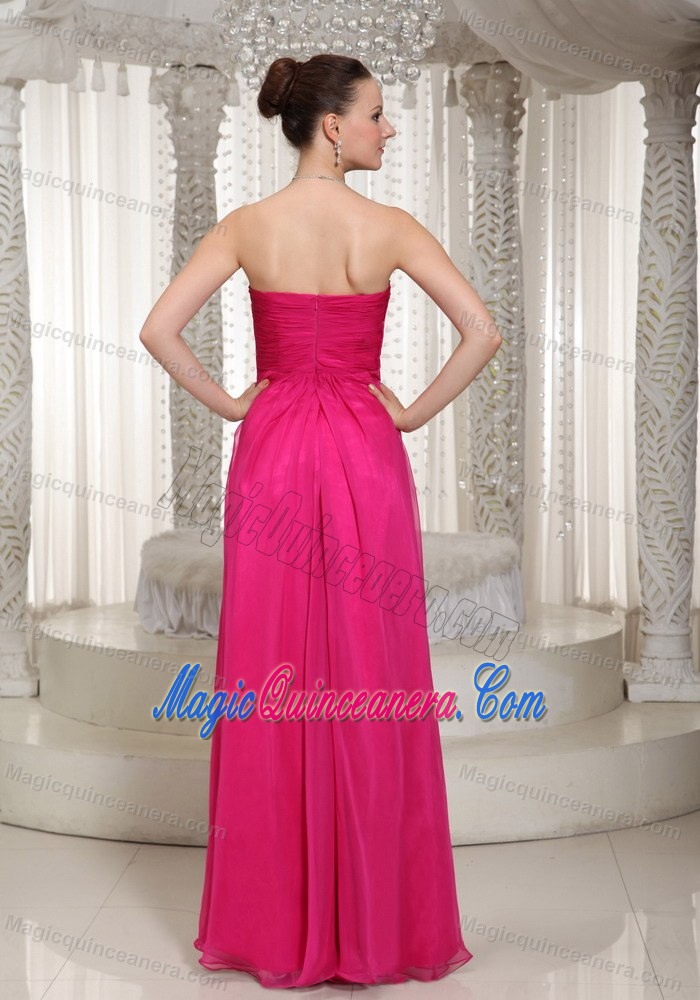 Hot Pink Strapless Floor-length Quinceanera Dama Dresses in Bergen