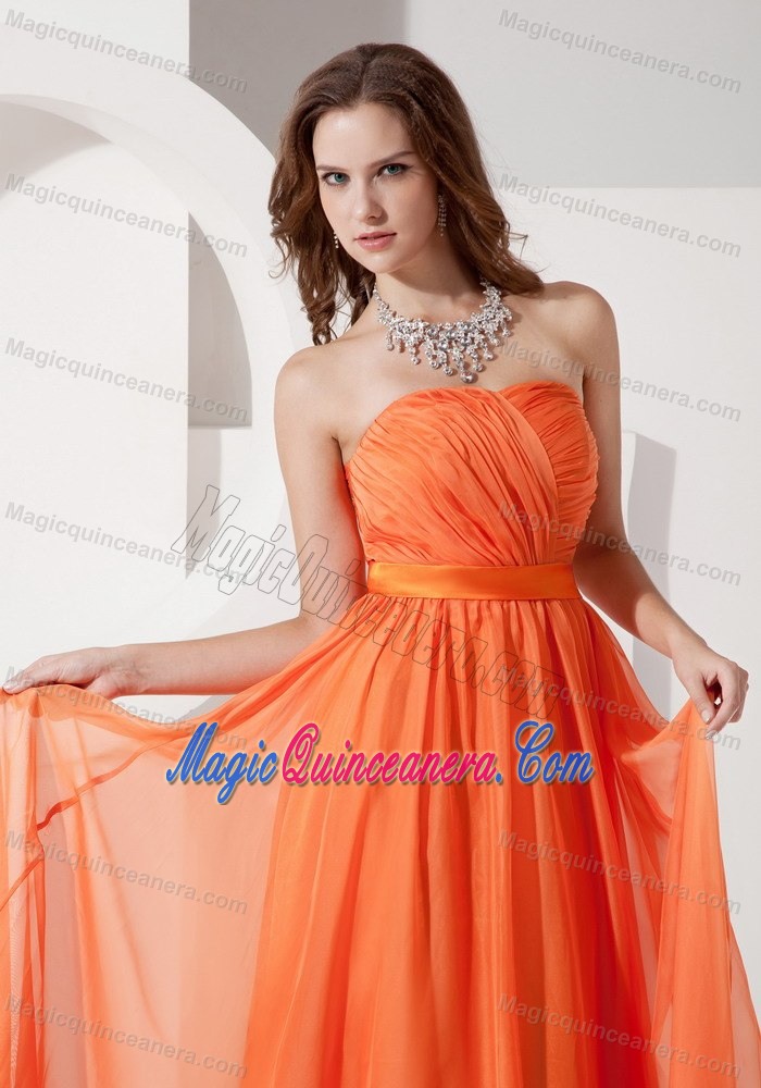 Orange Red Strapless Floor-length Empire Dama Dresses in Cambridge