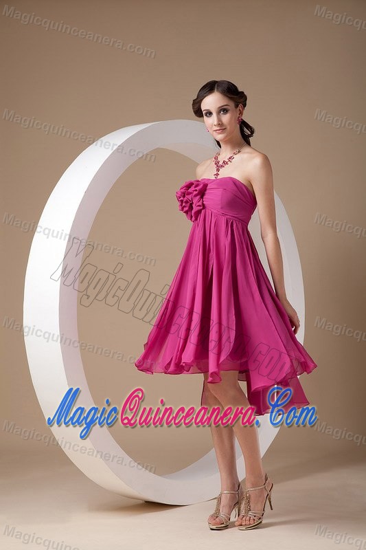 Strapless Mine-length Chiffon with Flowers Dama Dress in Bergen