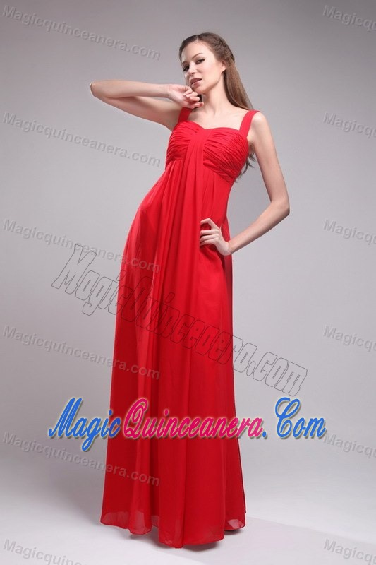 Red Straps Empire Floor-length Chiffon Dama Dresses in Melbourn