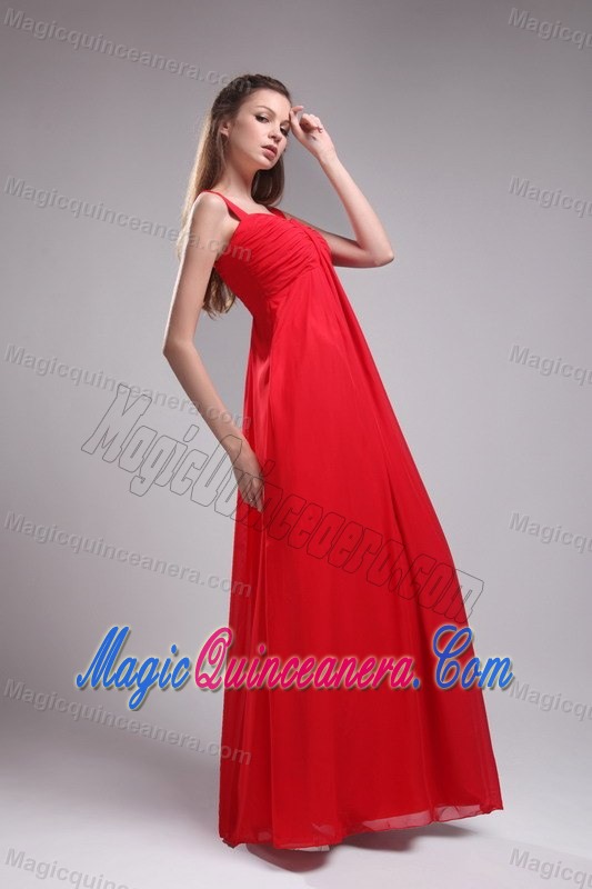 Red Straps Empire Floor-length Chiffon Dama Dresses in Melbourn