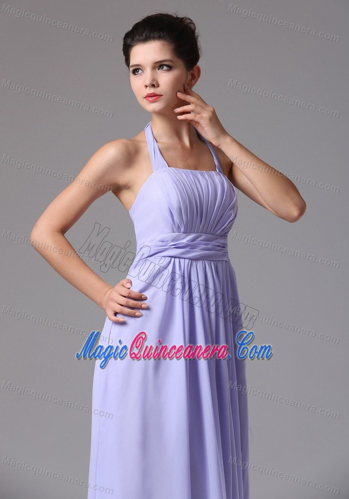 Lilac Halter Floor-length Chiffon Dama Dresses for Quinceanera in Paris
