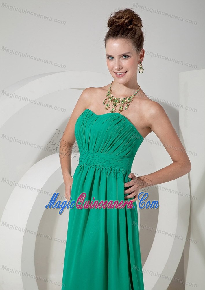 Turquoise Empire Strapless Brush Train Dresses for Damas in Dunedin