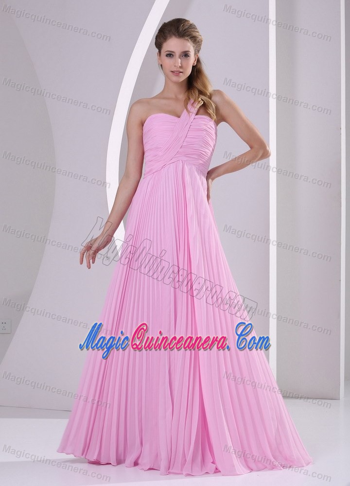 Discount Pink One Shoulder Pleat Chiffon Dama Dresses in Belfast