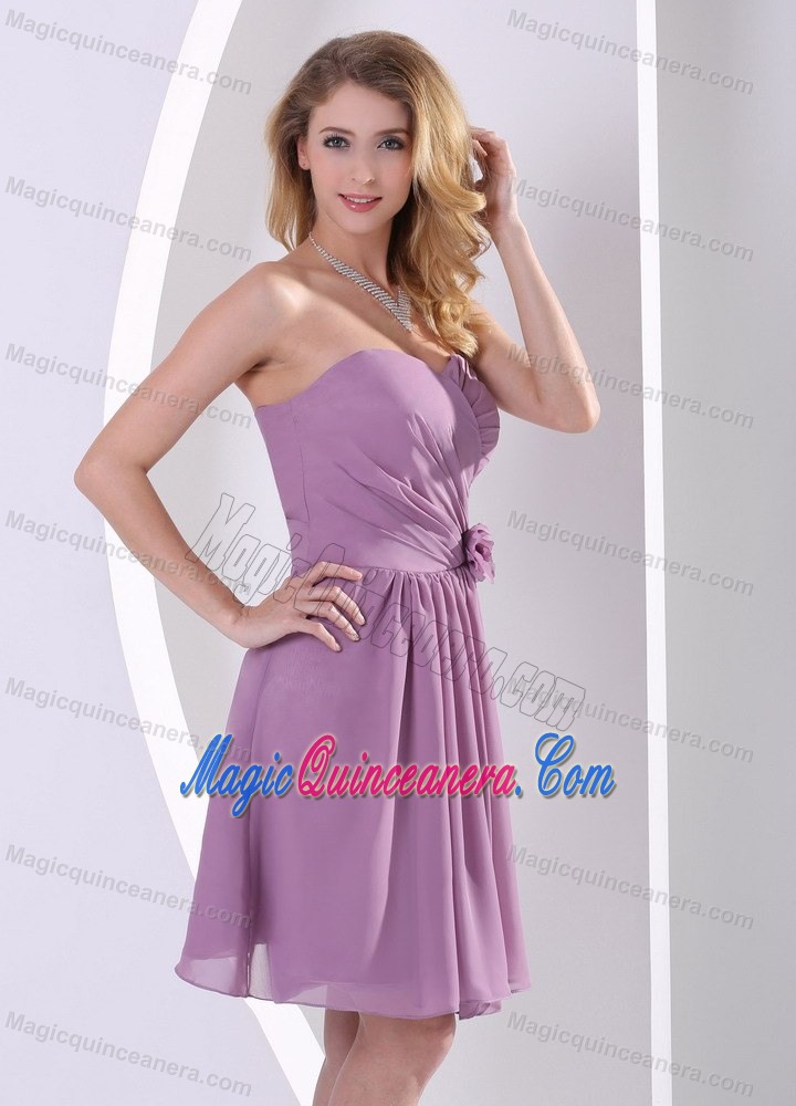 Cheap Purple Strapless Knee-length Chiffon Dama Dresses in London