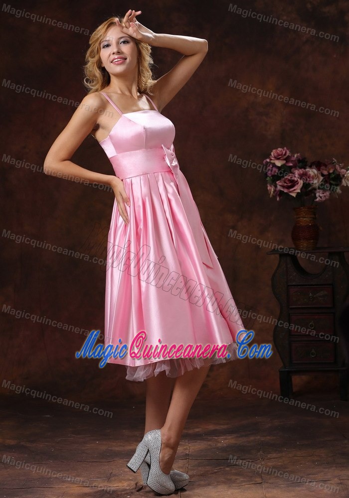 Baby Pink Spaghetti Straps Dama Dresses with Sash in Wellington