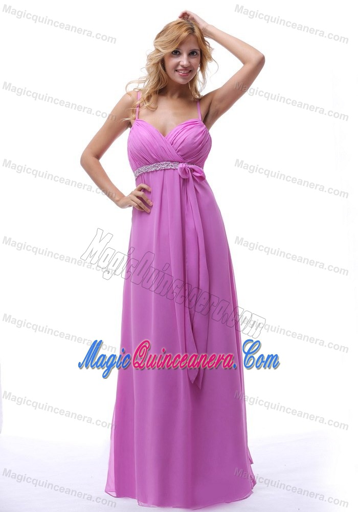 Spaghetti Straps Ruches Beading Sash Quinceanera Dama Dress 2014
