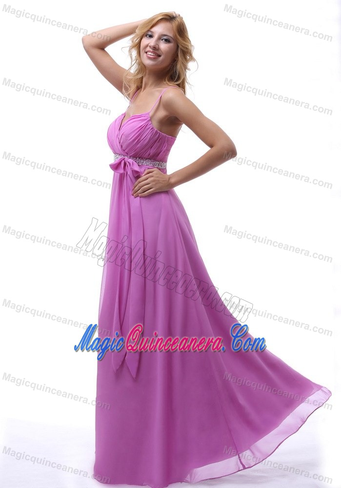 Spaghetti Straps Ruches Beading Sash Quinceanera Dama Dress 2014