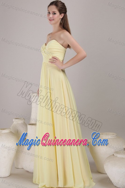 Ruched Empire Sweetheart 15 Dresses for Damas of Yellow Chiffon