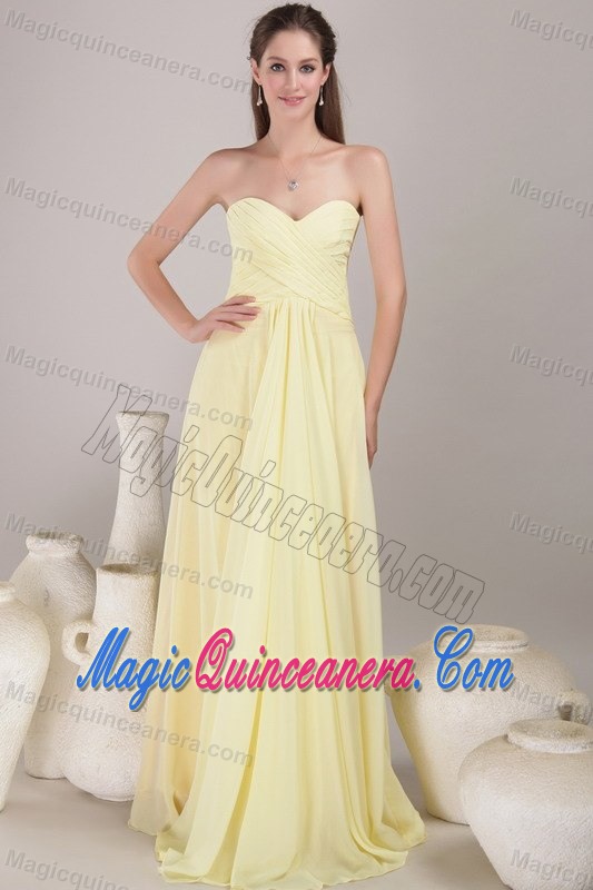 Ruched Empire Sweetheart 15 Dresses for Damas of Yellow Chiffon