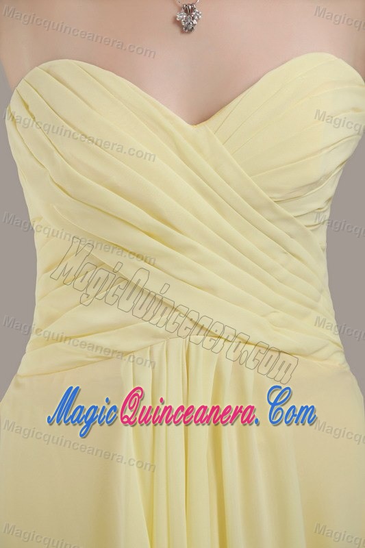 Ruched Empire Sweetheart 15 Dresses for Damas of Yellow Chiffon