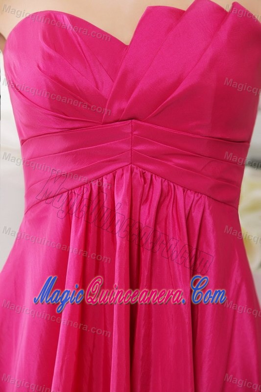 Hot Pink Empire Taffeta Quinceanera Dama Dresses with Ruches 2013