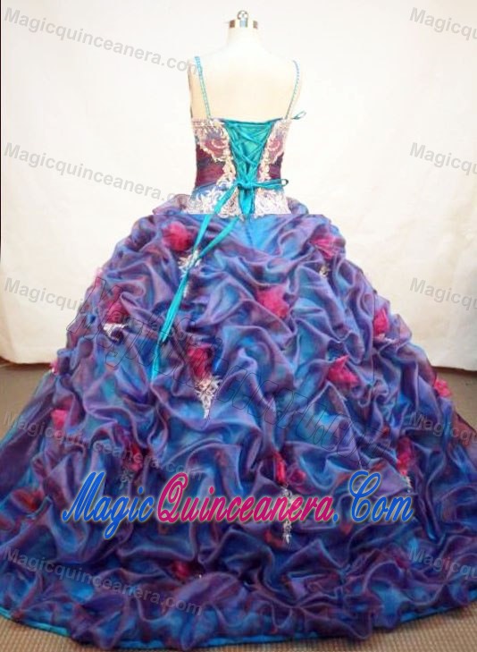 Colorful Straps Hand Made Flower Dress Of 15 with Pick-ups