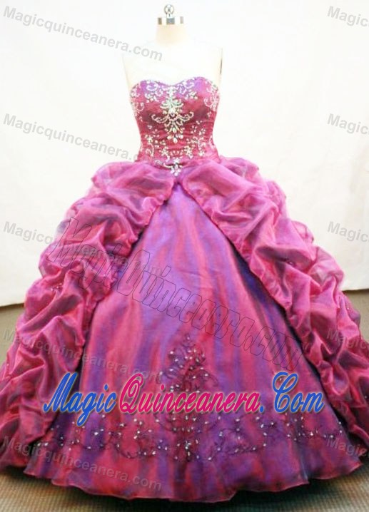 Pick-ups Beaded Strapless Organza Quinceanera Gown Beaded