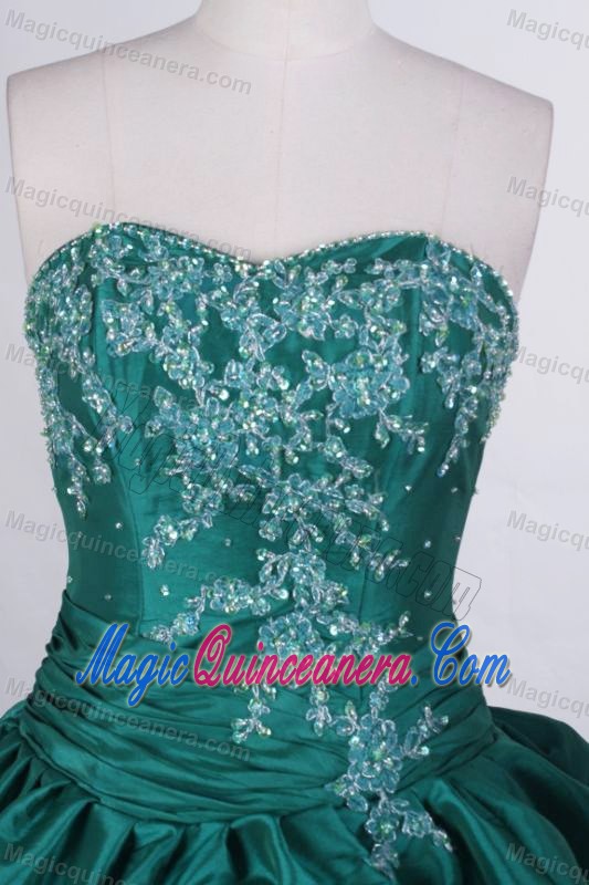 Sweetheart beaded appliques Green Pick-ups Quince Dresses