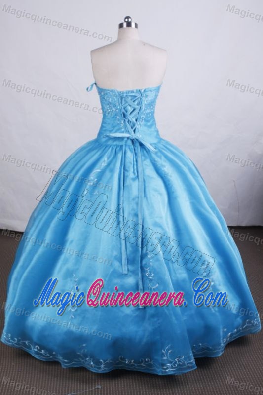 Blue Embroidery Sweetheart Sweet 16 Dress Ruched in Essex