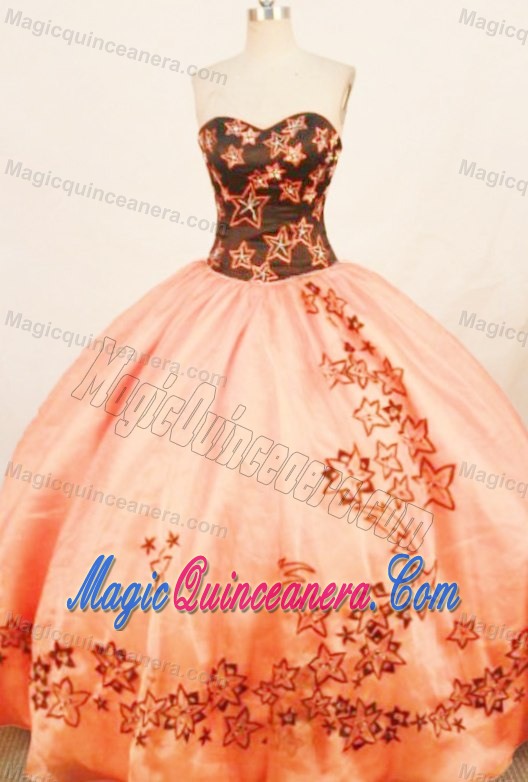 Rust Red sweetheart Quinceanera Dress with Embroidery 2013