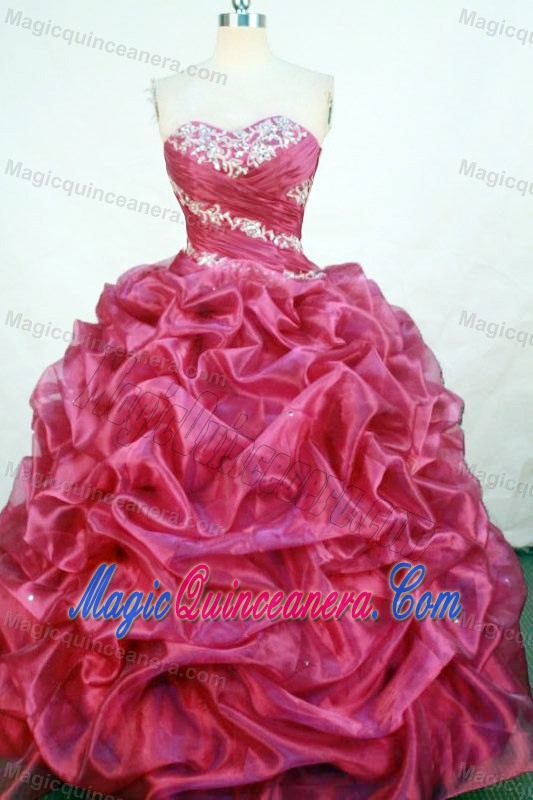 2013 Sweetheart Appliques Pick-ups Quinceanera Gown in Red