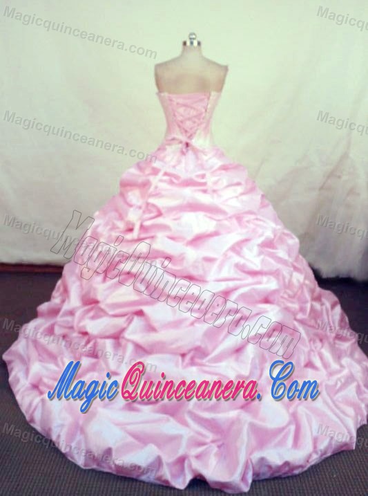 2014 Taffeta Chapel Train Pick-ups Sweet 16 Dress in Pink