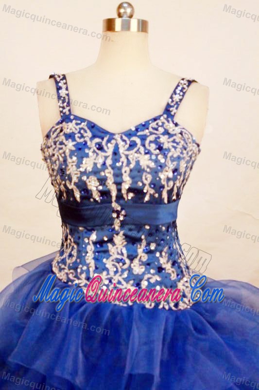 Devon Beaded Straps Blue Quinceanera Dresses with Ruffles